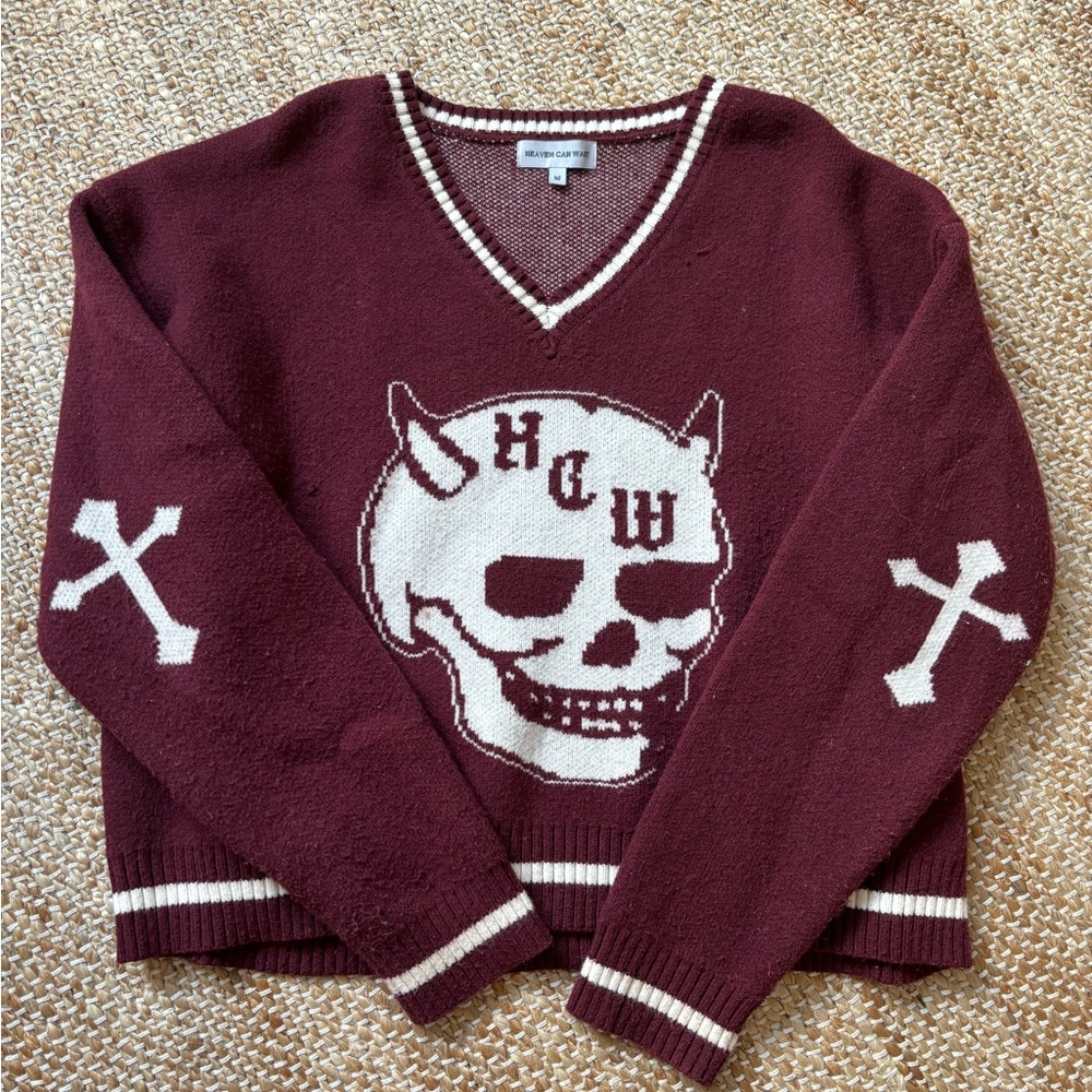 Heaven Can Wait Burgundy Sweater